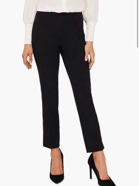 Halogen Black High Waist Side Slit Straight Leg Pants